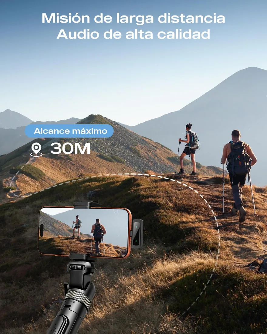 2 Pack Micrófono Inalámbrico Solapa para iPhone, iPad y Android, Micrófono de Clip con Reducción de Ruido para Grabación Vídeo, Plug & Play, Sonido Cristalino, TikTok, Youtube, Vlog foto 3