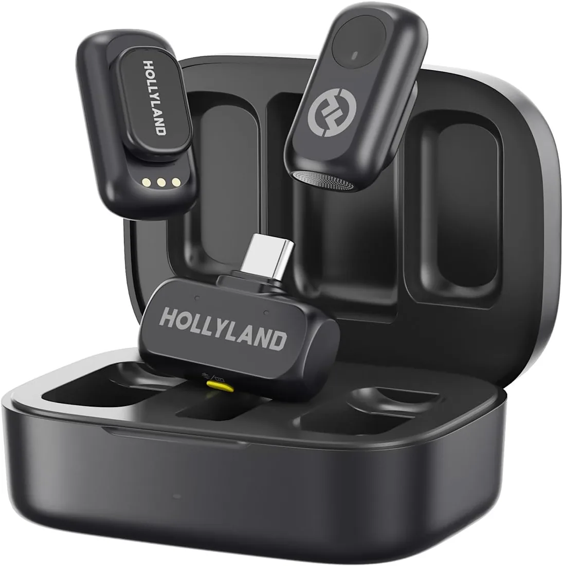 Hollyland Lark A1 (2TX+USB-C RX+Case) Micrófono Inalámbrico para vlog | Audio de Estudio Rico en Detalles, Conexión de 200m, Reducción de Ruido, Larga Autonomía, 48kHz/24Bit, para iPhone/USB-C