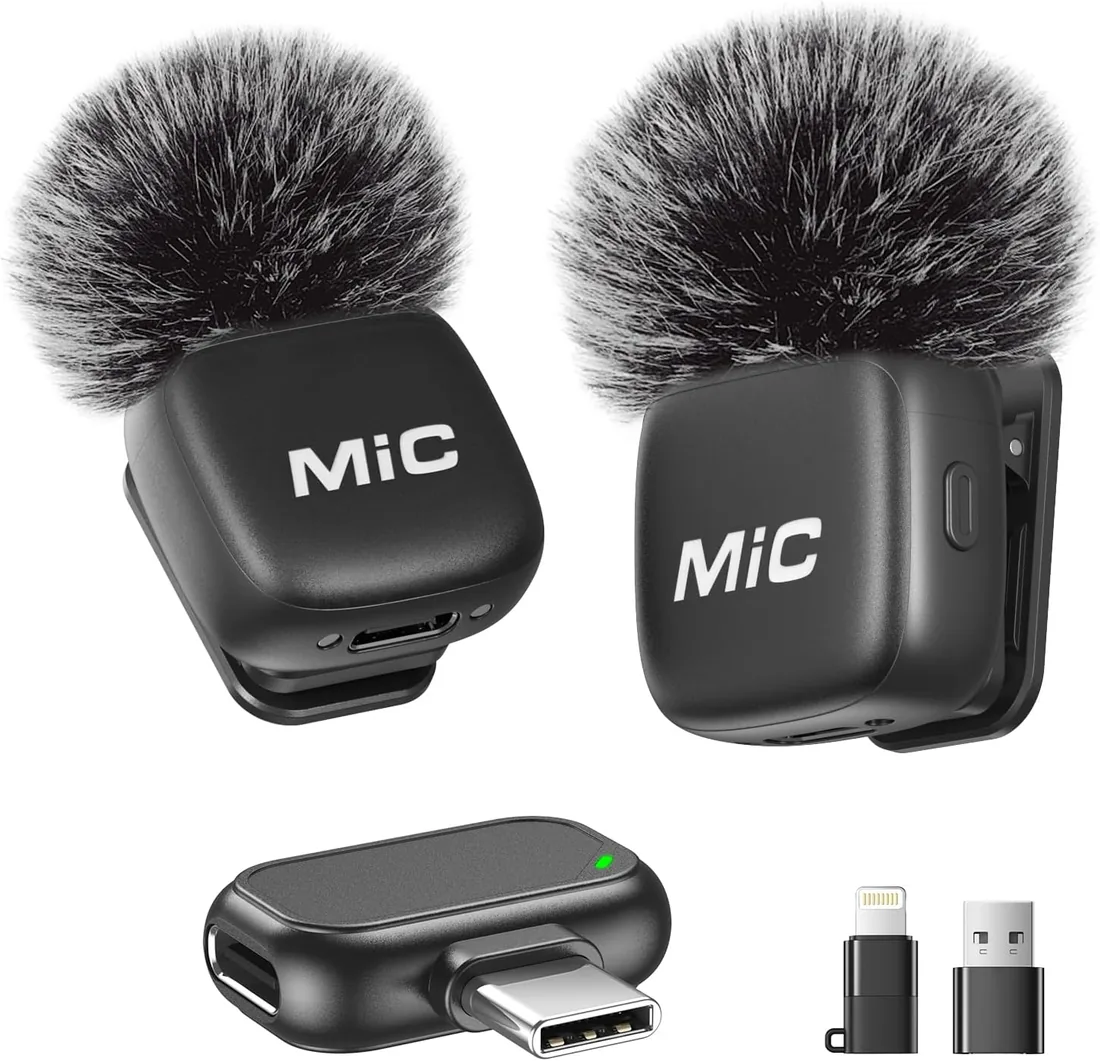 Micrófono Lavalier Inalámbrico 2 en 1 para iPhone y Android, Pack 2 | para TikTok, entrevista