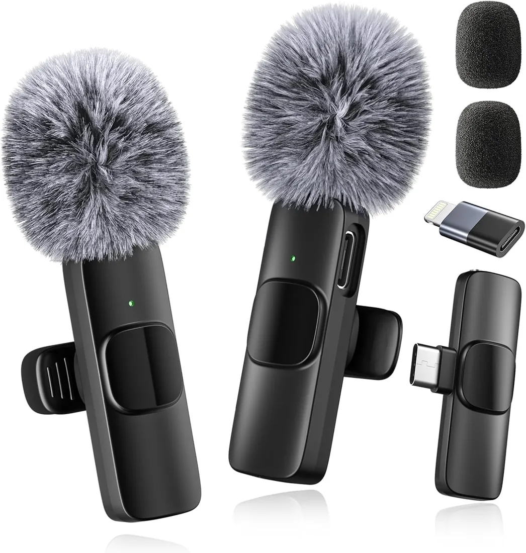 Mini Mic Pro - Micrófono inalámbrico para iPhone, iPad y Android (Paquete de 2) - Micrófono de Solapa con USB-C para grabación de Video, entrevistas, podcasts, Vlogs, ASMR, TikTok y Youtube