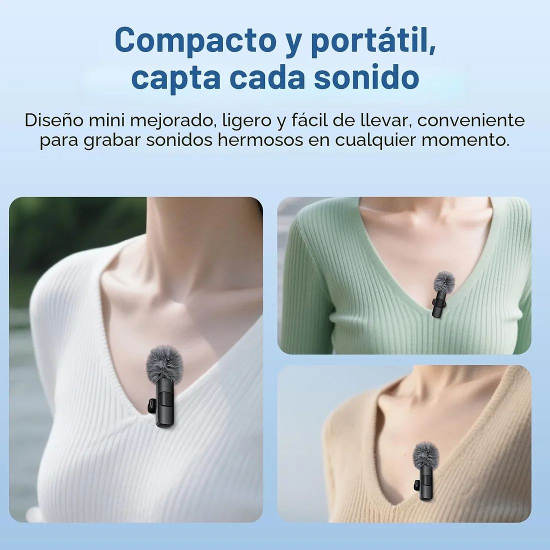 Mini Mic Pro - Micrófono inalámbrico para iPhone, iPad y Android (Paquete de 2) - Micrófono de Solapa con USB-C para grabación de Video, entrevistas, podcasts, Vlogs, ASMR, TikTok y Youtube foto 2