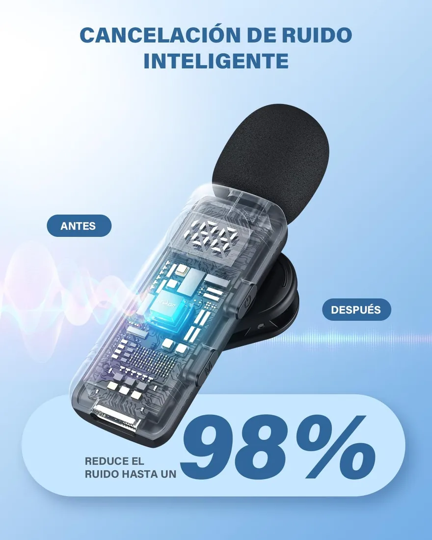 Newmight Micrófono Lavalier Inalámbrico para iPhone, Android y USB-C | Micrófono de solapa magnético con reducción de ruido, plug & play y 30 m para vídeos, entrevistas, Vlog y YouTube foto 2