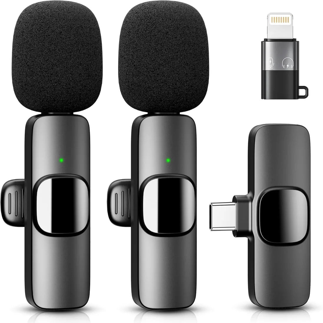 YRF micrófono inalámbrico para iPhone, microfono movil para Android iPad | Plug&Play, USB-C/lightning, rechargeable,reducción de Ruido, 20M Distancia, para grabación de vídeo, Streaming, Vlogging