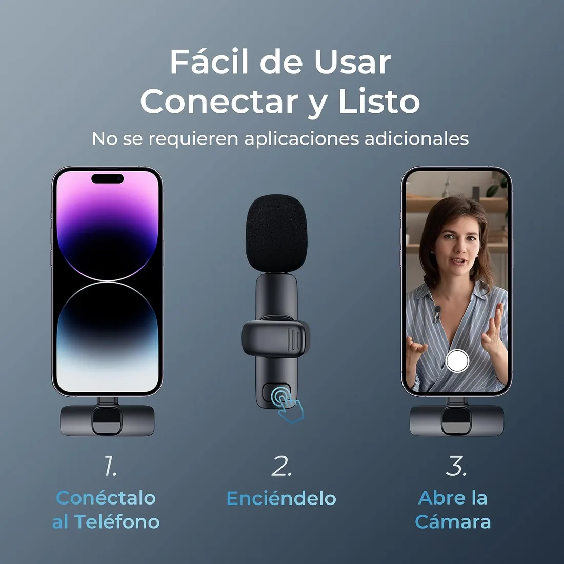 YRF micrófono inalámbrico para iPhone, microfono movil para Android iPad | Plug&Play, USB-C/lightning, rechargeable,reducción de Ruido, 20M Distancia, para grabación de vídeo, Streaming, Vlogging foto 2