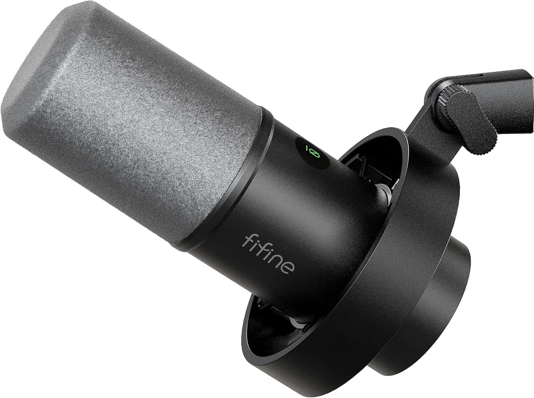 FIFINE XLR Studio Micrófono Dinámico de Podcast, RGB Gaming Micrófono USB per Ordenador PS4 PS5, para Podcast Estudio Streaming Podcasting Grabación