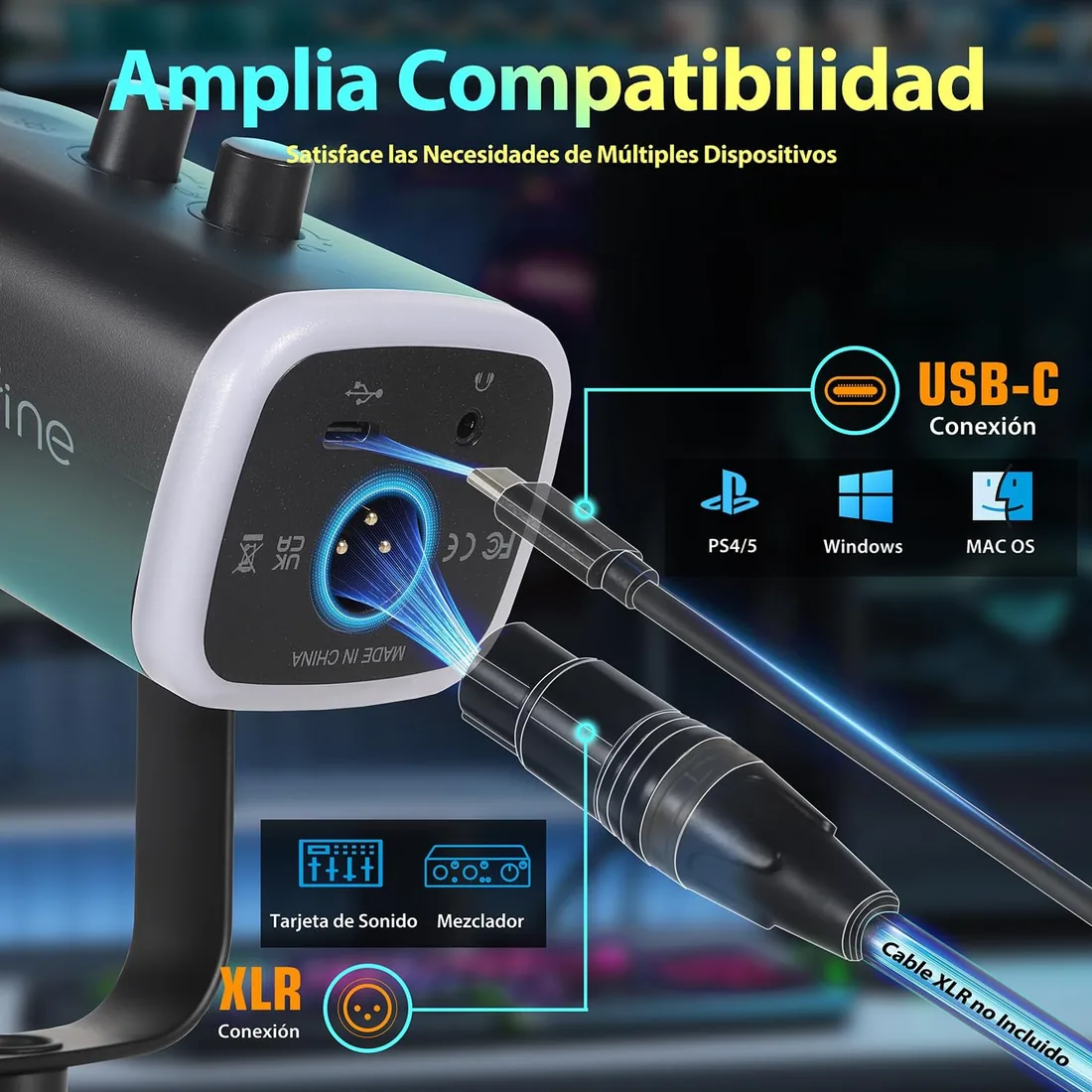 FIFINE XLR USB Microfono Gaming per PC PS4 PS5, Streaming Micrófono de Dinámico per Podcast Studio para Estudio Grabación foto 3