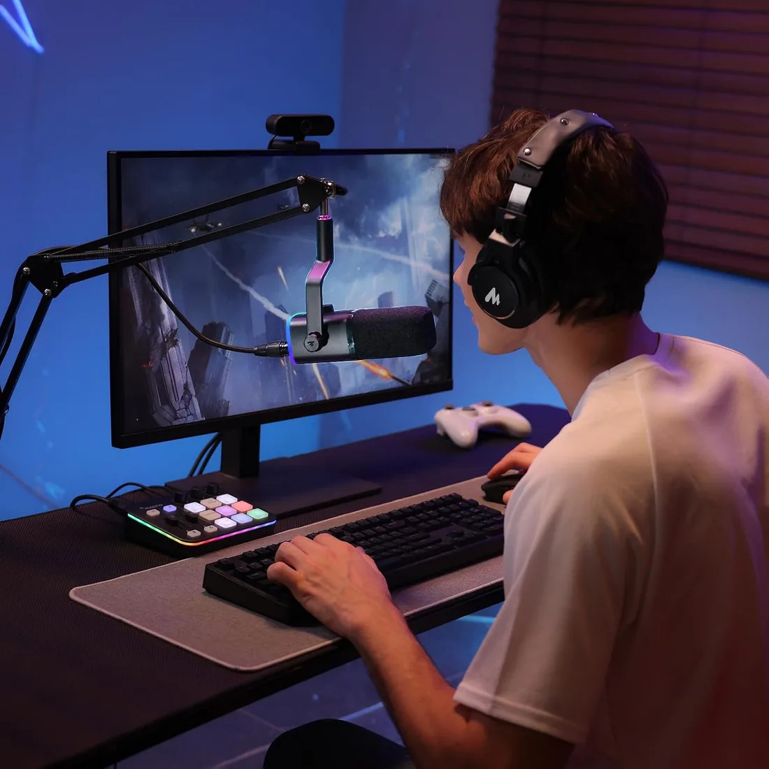MAONO Micrófono dinámico para Juegos: micrófono dinámico USB XLR para computadora con Software-RGB para PC, Kit de micrófono para Gamer-Podcast, para Estudio de grabación de Streaming foto 2