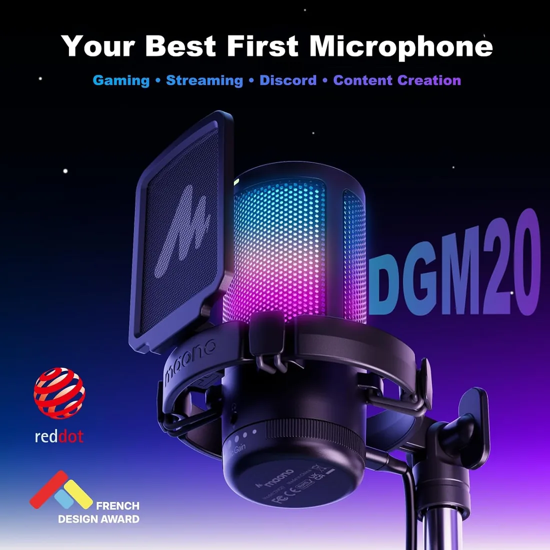 MAONO Microfono Gaming, USB Micrófono Condensador con Cancelación de Ruido para Streaming Podcast Studio, Compatible con PS5/PS4/Mac con Luces RGB Controlables, Botón de Silencio, Control de Ganancia foto 2