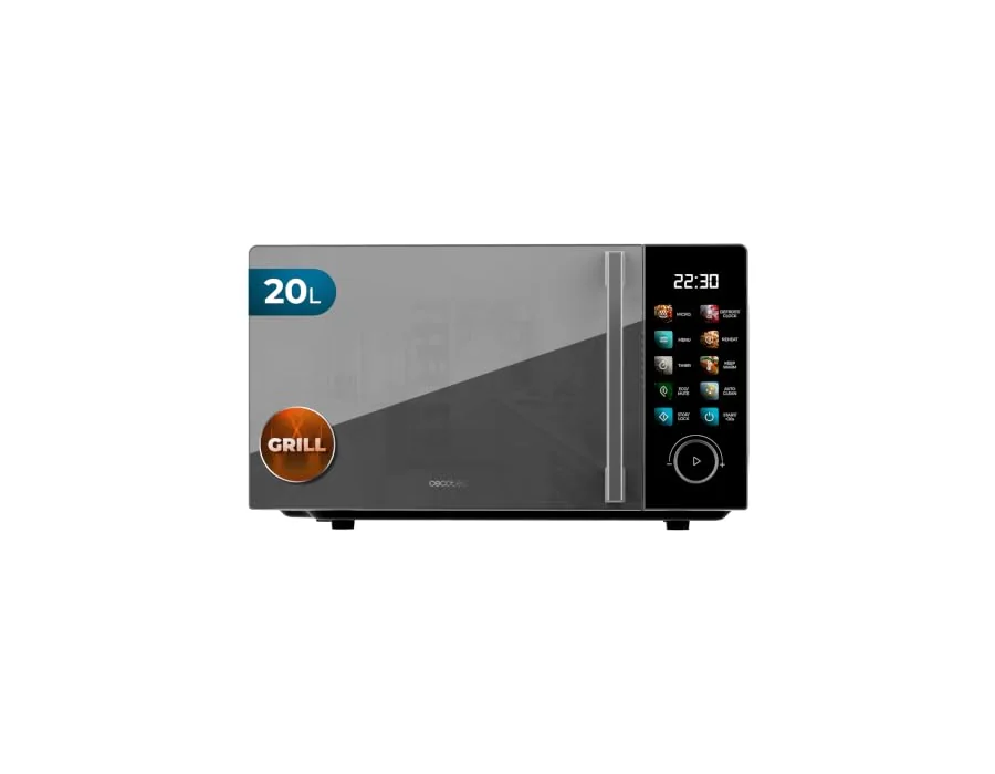 Cecotec Microondas 20L con Grill Proclean 6130 Black. 700 W y Grill de 800 W, 8 Programas, 10 Niveles de Potencia, Pantalla Táctil a Color, Descongelación, Temporizador, Plato Gira foto 2