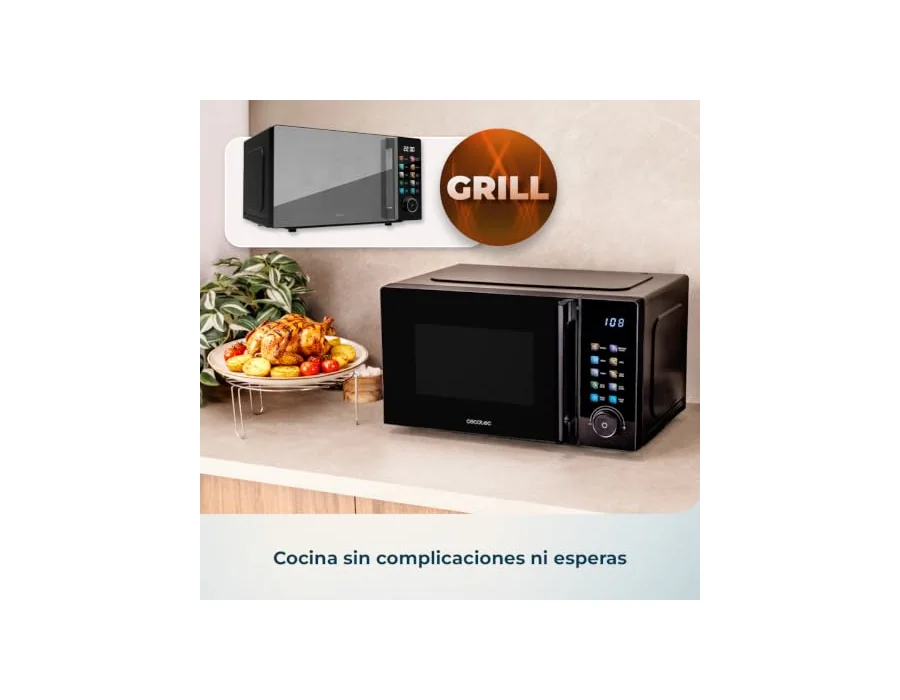 Cecotec Microondas 20L con Grill Proclean 6130 Black. 700 W y Grill de 800 W, 8 Programas, 10 Niveles de Potencia, Pantalla Táctil a Color, Descongelación, Temporizador, Plato Gira foto 3