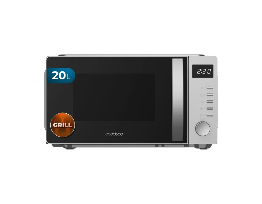 Cecotec Microondas con Grill Proclean 5105 Silver. 700W, 20L, Tecnología 3DWave, Grill, 5 Niveles Potencia, Temporizador 30 Min, Descongelación, Pantalla con Reloj, Gratinados Perf