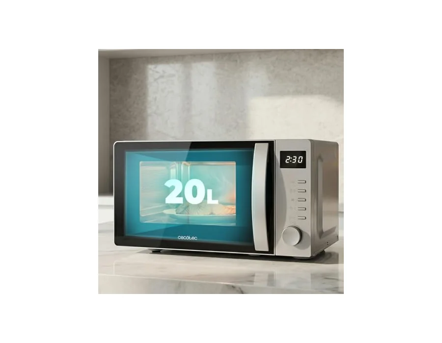 Cecotec Microondas con Grill Proclean 5105 Silver. 700W, 20L, Tecnología 3DWave, Grill, 5 Niveles Potencia, Temporizador 30 Min, Descongelación, Pantalla con Reloj, Gratinados Perf foto 3