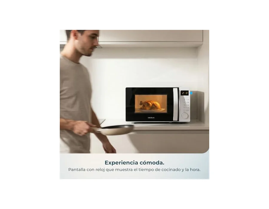Cecotec Microondas con Grill Proclean 5105 White. 700W, 20L, Tecnología 3DWave, Grill, 5 Niveles Potencia, Temporizador 30 Min, Descongelación, Pantalla con Reloj, Gratinados Perfe foto 3
