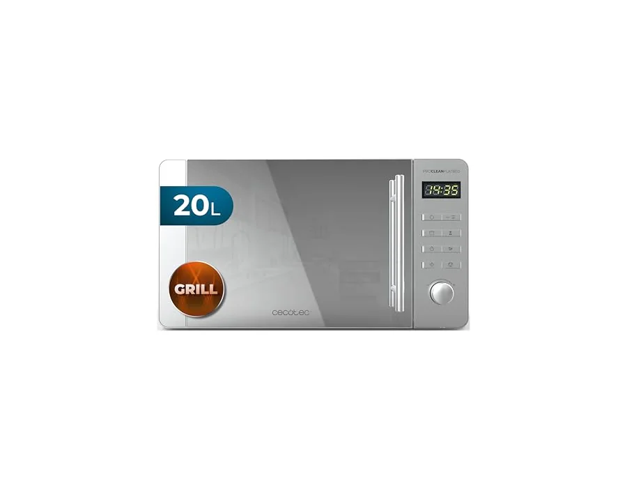 Cecotec Microondas de 20L Proclean 5120 Flatbed. Inox Potencia de 700W y Grill de 800W, 8 Programas, Pantalla Led, Diseño Mirrordoor, Interior Cerámico, Temporizador 30 Min, Tecnol foto 2