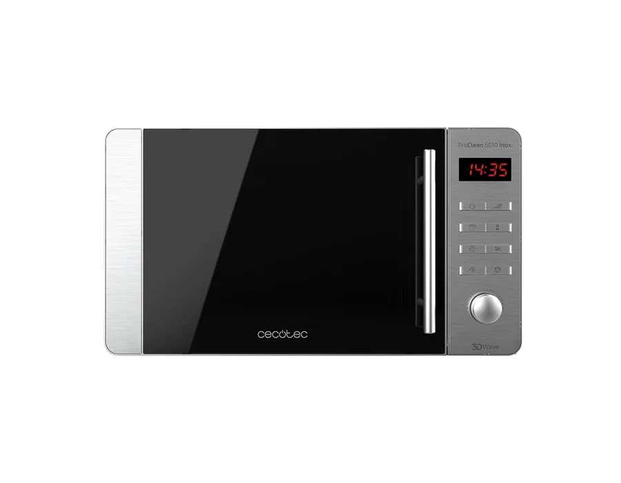 Cecotec ProClean 5010 Stainless Steel Microwave with Grill, 20 L Capacity, Ready2Clean Coating, 700 W Power, 800 W Grill, 5 Operating Levels, 8 Programs, 60 Minute Timer, LED Displ