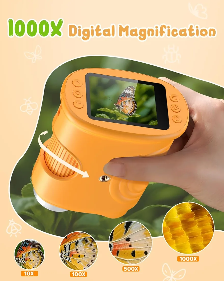 1000X Portatil Digital Microscopio Niños: Magnifying Glass para 2.0" IPS Pantalla - Regalo Original 3-8 8-12 Años Niña Infantil - Lupas Gran Aumento con Luz - Ciencia Experimentos Juguetes foto 2