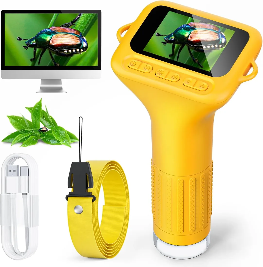 Microscopio Digital para niños, SKYBASIC, minicámara con Zoom de 1000x y Pantalla de 2 Pulgadas, cumpleaños para niños de 6, 7, 8, 9, 10, 11 y 12 años.