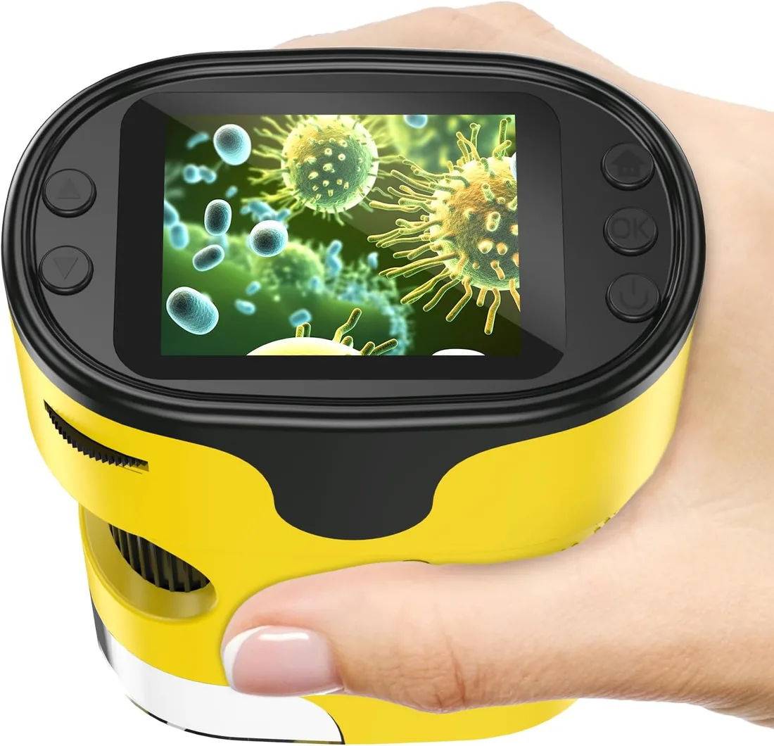 Microscopio Digital para Niños Juguete Stem: Regalo Kit Completo 4-12 Años | Tarjeta 32GB para fotos y vídeos / Funda EVA protectora / Portaobjetos de vidrio reales / Ranura 3mm / Recargable 2,5H foto 3
