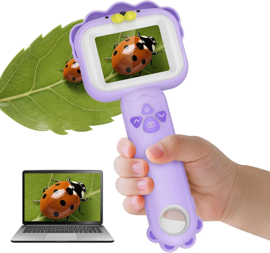 Microscopios para niños, microscopio portátil Mini de Bolsillo, Juguetes educativos de Ciencias Stem, para Regalos de cumpleaños y Navidad, para niños y niñas de 3 a 12 años foto 2