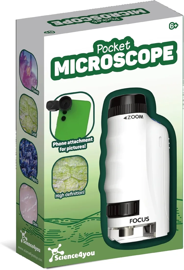 Science4you Microscopio de Bolsillo para Niños 6+ Años – Microscopio Portátil Infantil con Manual de Experimentos y Herramientas de Laboratorio, Juguete Educativo para Niños y Niñas de 6 7 8 9+ foto 2
