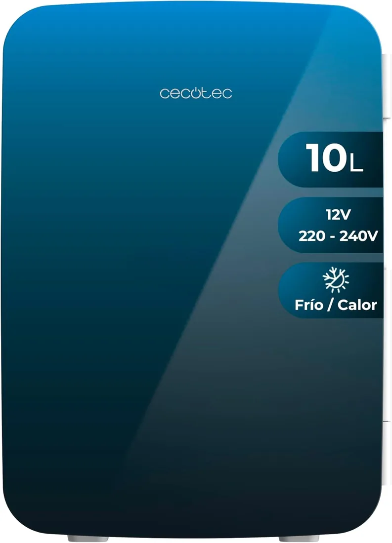 Cecotec Mini Nevera de 10L Bolero MiniCooling 10L Bahamas Pat 1. Funcionamiento 12V-220V, Compatible Coche y Caravanas, Función Enfriamiento y Calentamiento, Rango Temperatura 7-65º, Fácil Transporte