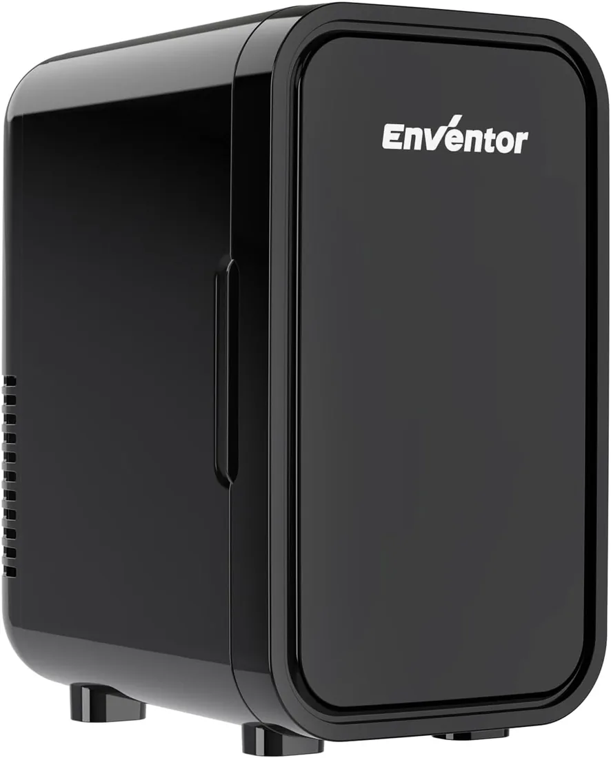 Enventor Nevera Pequeña, 6L, 220–240V CA y 12V CC, Negro | Mini Frigorifico con Enfriador y Calentador, Nevera Portatil, Mini Nevera para Habitacion, Oficina, Coche, Frutas y Bebidas