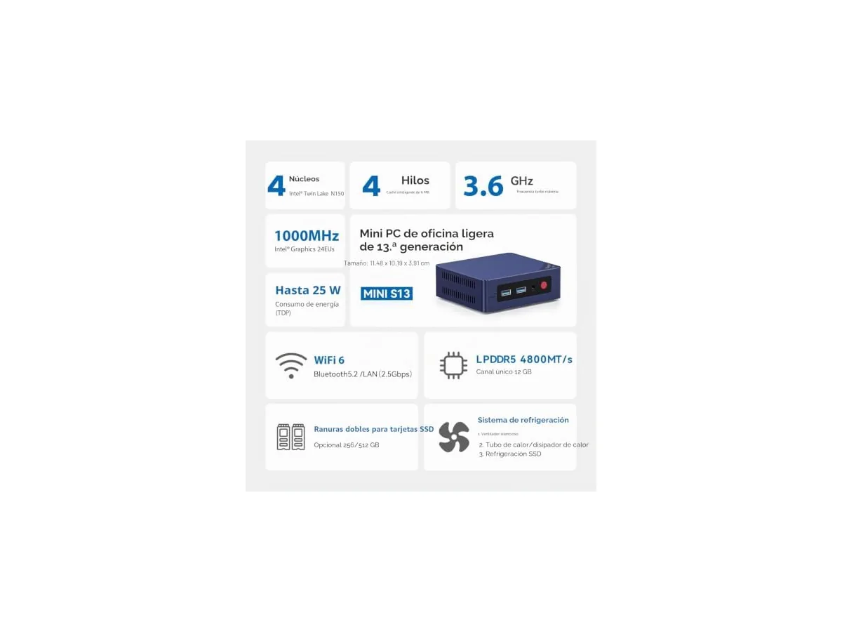 Beelink Mini PC de 13.ª generación con procesador Intel Twin Lake N150 foto 3