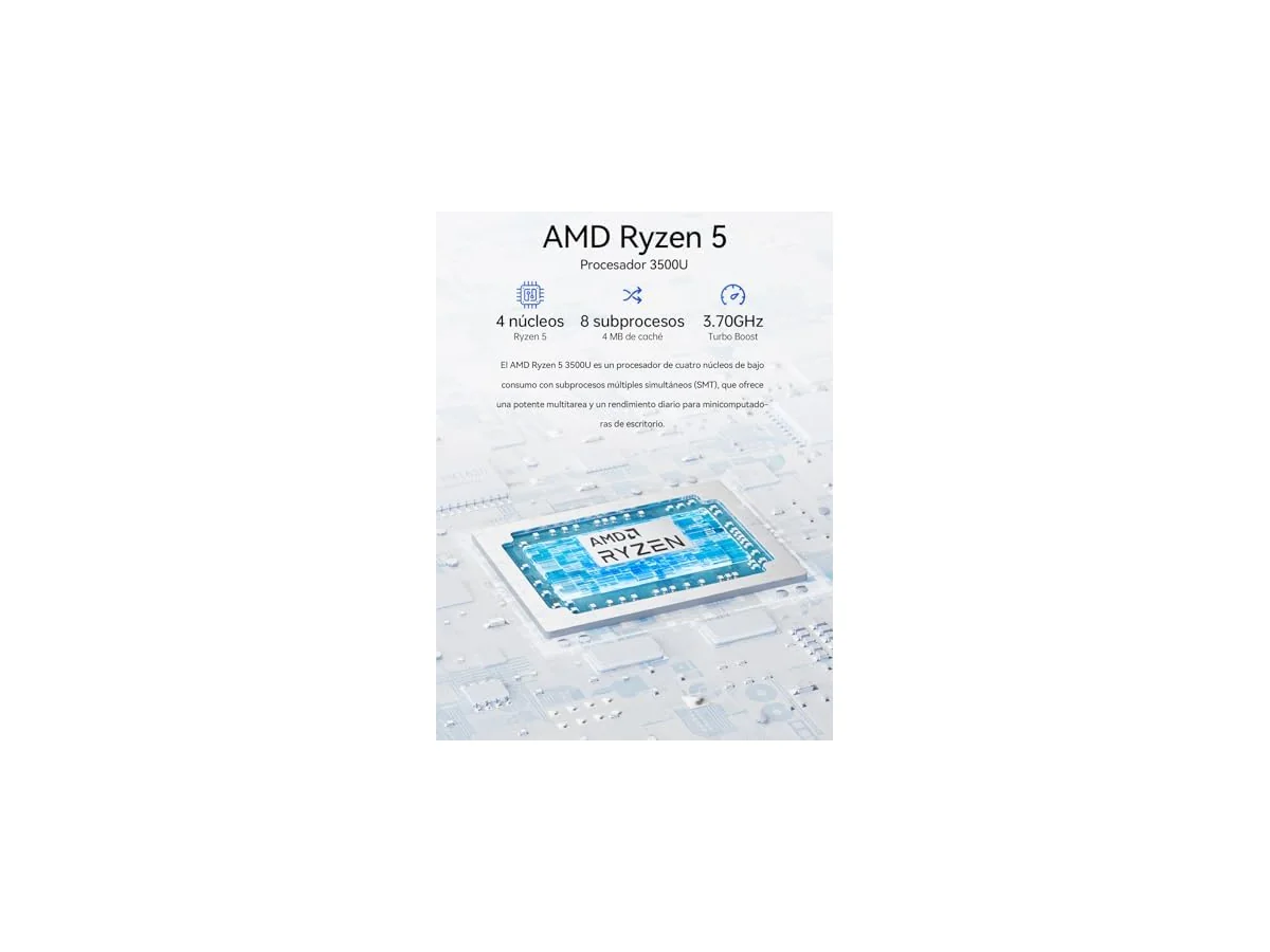 GMKtec Mini PC AMD Ryzen 5 W11 Pro 3500U (Rendimiento Superior a 4300U/N150/N100/N95 4C/8T 4.50 GHz),… foto 3