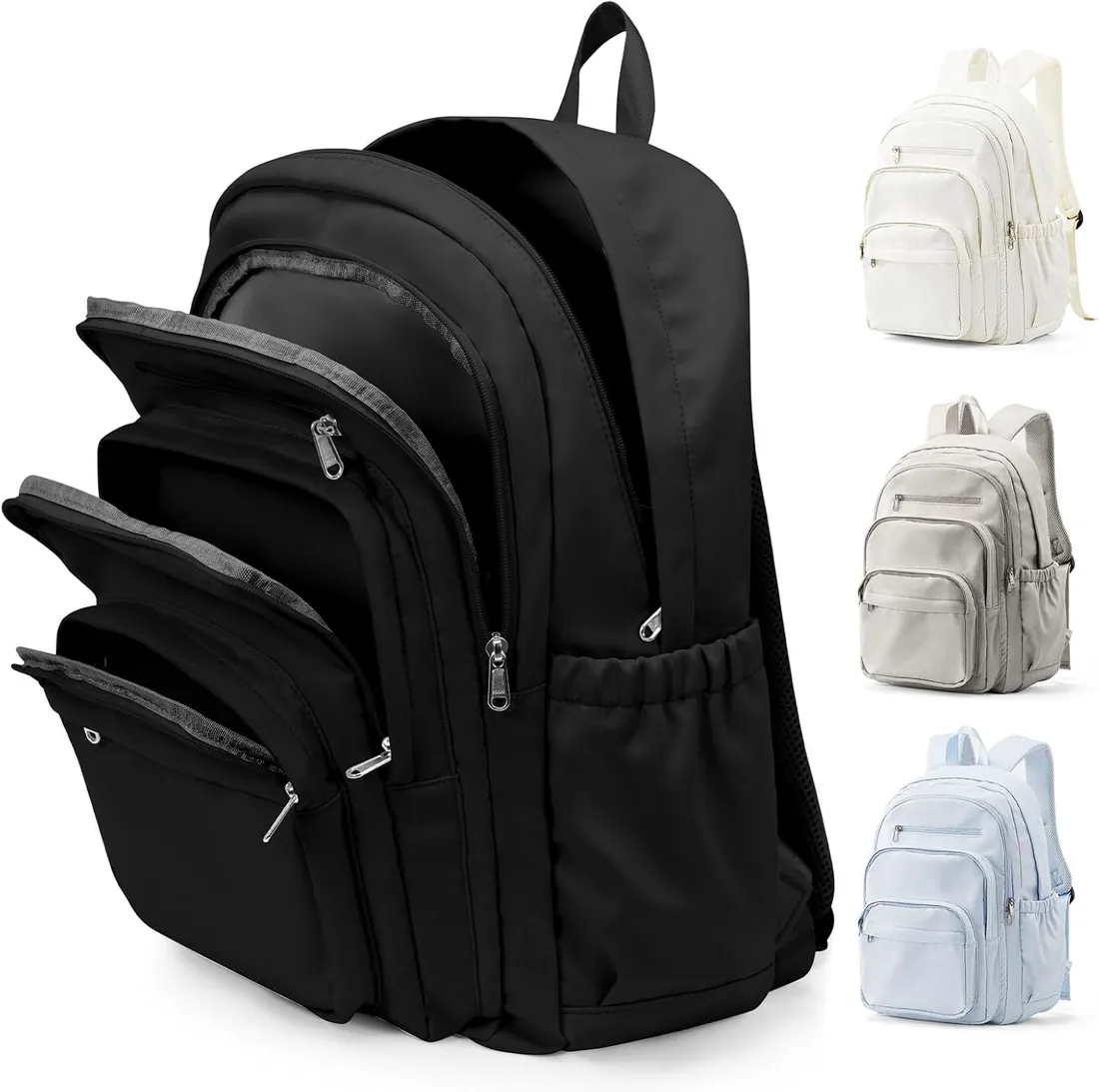 Mochila Colegio Casual Ligera Adolescente, Niña Niño Mochilas Escolares Ordenador Portatil 14 pulgadas, Imperméable Mochila de Viaje, Mochila Escolar Hombre Mujer(Negro)