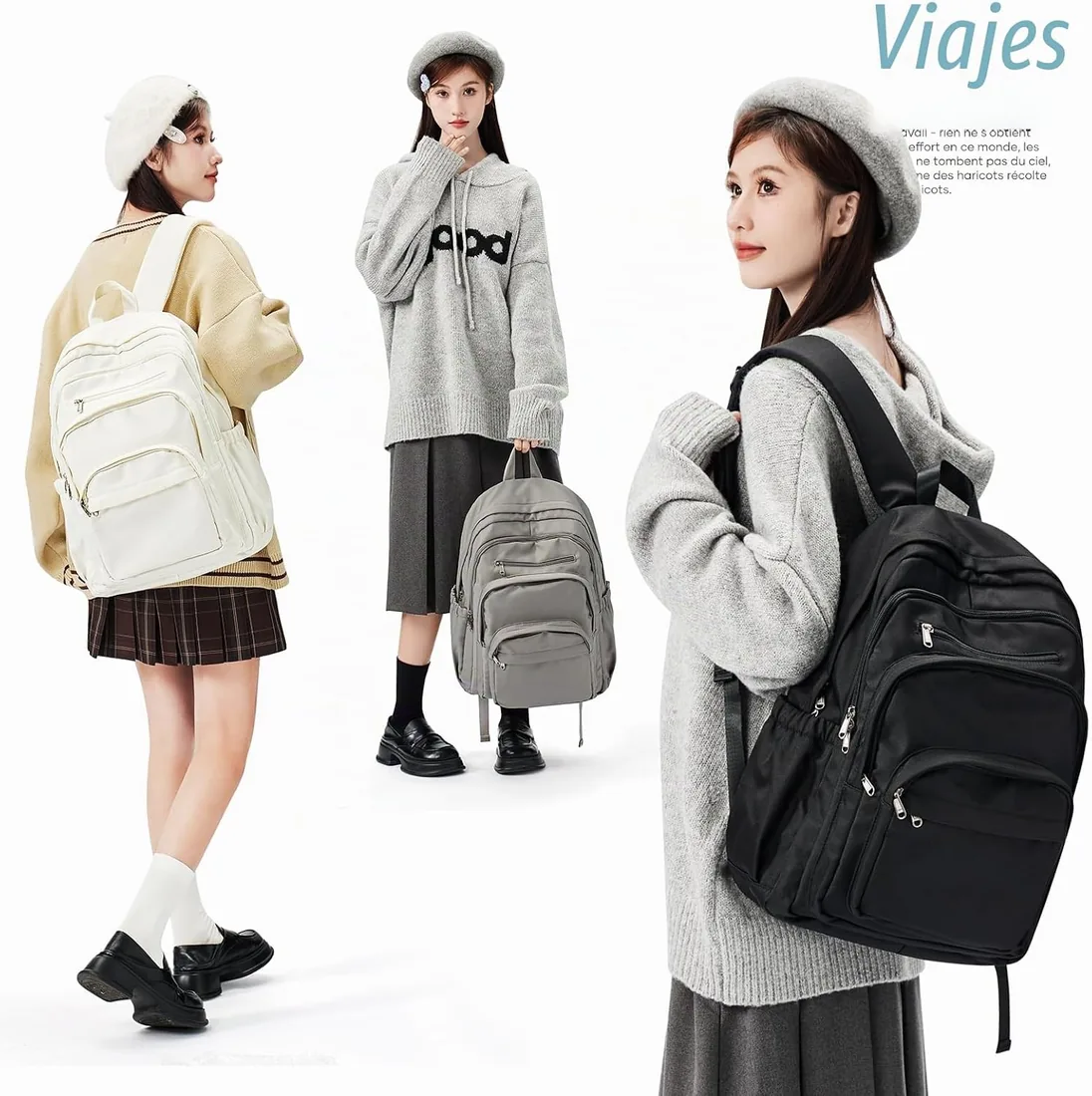 Mochila Colegio Casual Ligera Adolescente, Niña Niño Mochilas Escolares Ordenador Portatil 14 pulgadas, Imperméable Mochila de Viaje, Mochila Escolar Hombre Mujer(Negro) foto 2