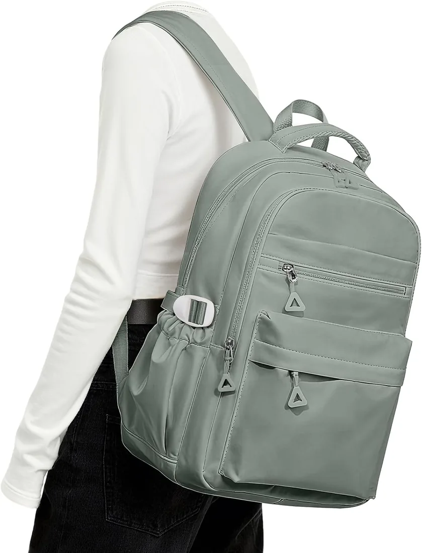 Mochila Instituto Compartimento, Mochilas Universidad para Portátil de 14 Pulgadas, Mochilas Escolares Impermeable Ligera, Backpack Hombre Mujer Casual, verde