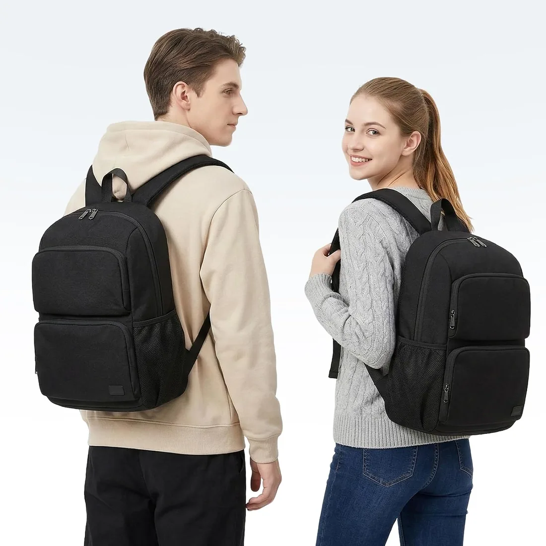 Mochila Niña Escolar Colegio Adolescente, Mochila Viaje Trabajar Impermeable Mujer Hombre Ordenador Portatil 15.6 Pulgadas para Instituto, Universidad, Negra foto 2