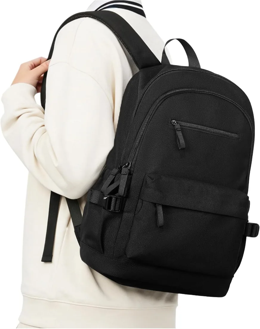 Mochila Viaje Mujer Hombre, Mochila Escolar Adolescente Niña Impermeable Ordenador Portatil 14 Pulgadas para Instituto, Universidad, Trabajar, Negra