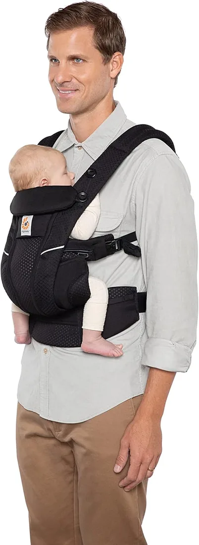 Ergobaby Mochila portabebé Omni Breeze recién nacidos desde su nacimiento hasta que pesan 20kg, portabebé ergonómica de Malla SoftFlex, 4 posiciones para transportar, Onyx Black foto 3