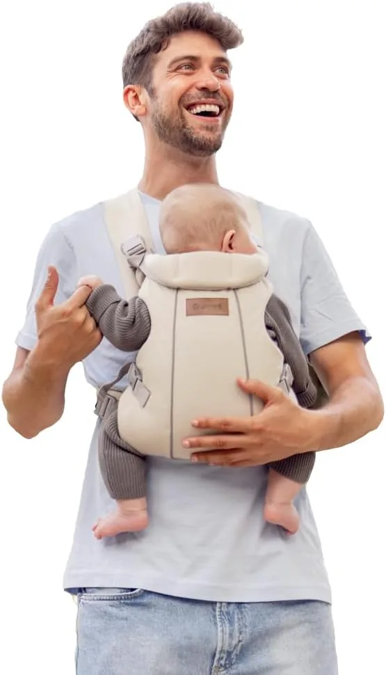 Jané Dual Mochila Portabebé Ergonómica, Desde Nacimiento (3,5–15 kg), 3 Posiciones, Transpirable y Acolchada, Beige