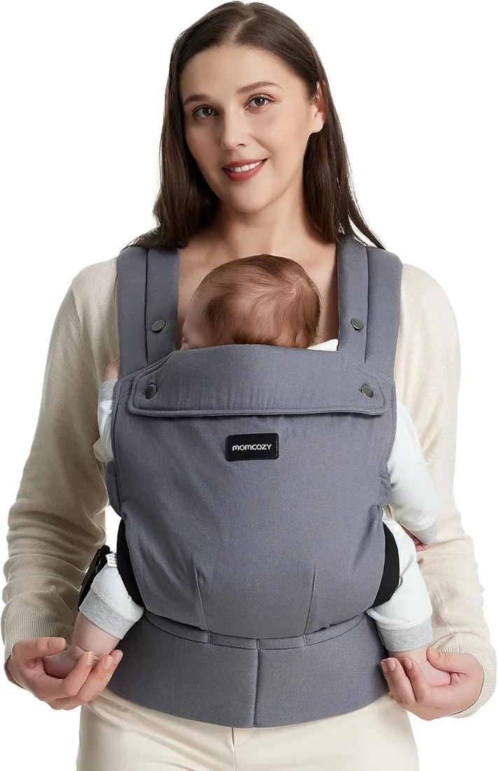 Momcozy Mochila Portabebés Ergonómica, Cómoda y Ligera | para Bebés 3–24 Meses, Fácil de Poner, Soporte Lumbar Mejorado, Manos Libres