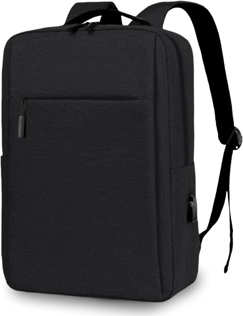 Aucuu Mochila Unisex Impermeable para Ordenador Portatil 15.6 Pulgadas Mochila Portatil con Puerto USB, mochila de viaje de negocios Para Laptop Viaje Negocio Trabajo Diario Escolares Negro