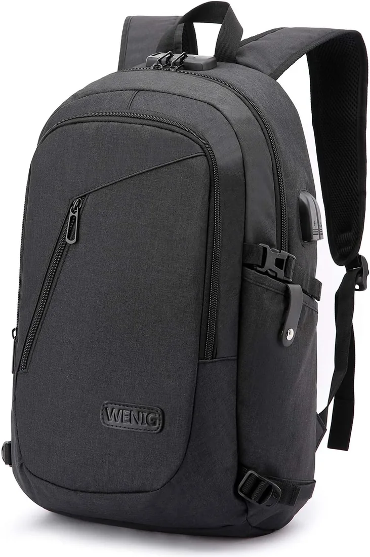 Mochila Hombre Mochila Antirrobo Impermeable,Mochila Ordenador Portatil 15.6 Pulgadas Mochila Portatil con Puerto USB,Mochila Backpack Bolsa para Negocio Trabajo Diario Viaje Escolares,Negro