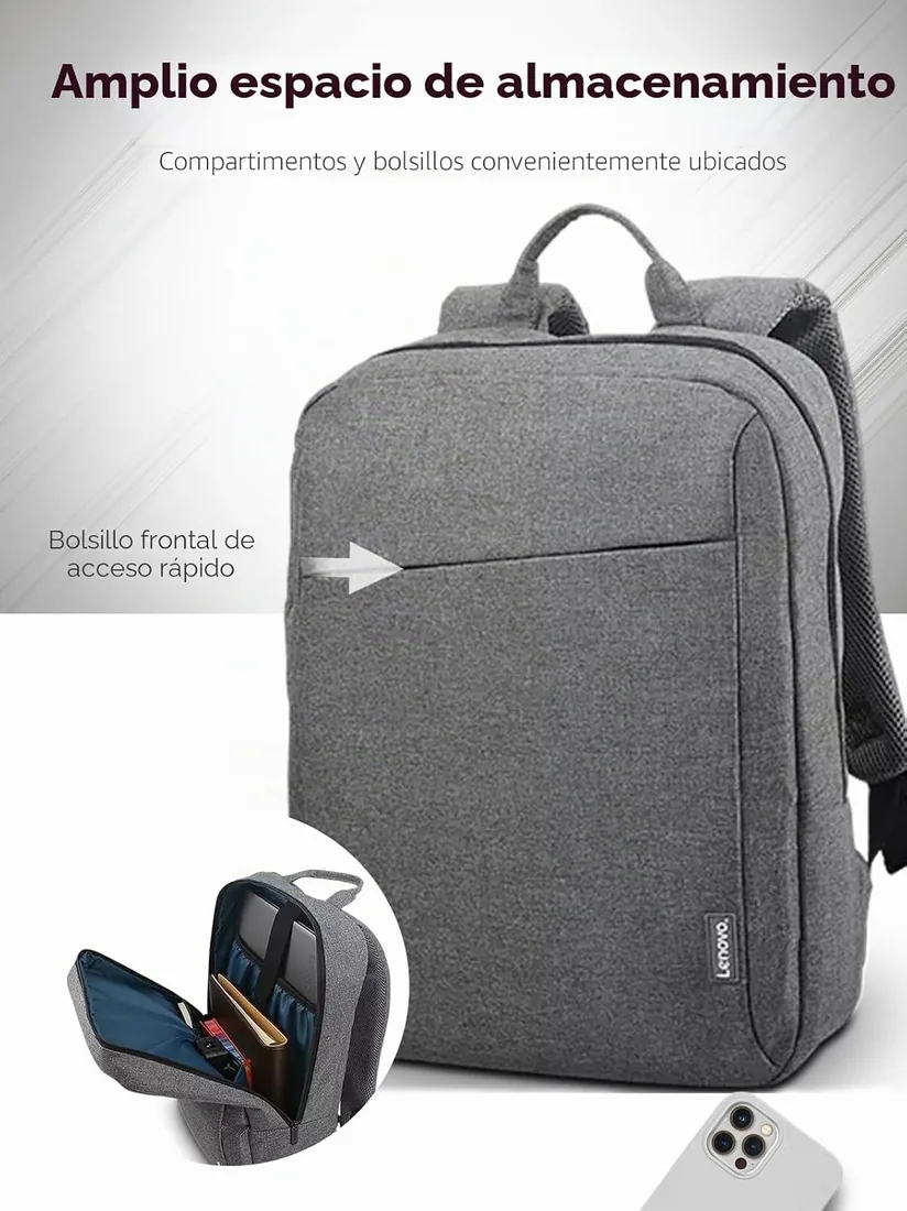 Mochila Lenovo casual para equipos portátiles de 39,6 cm (15,6") B210 (Color Gris) foto 2