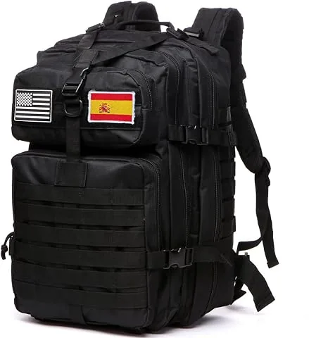 Mochila Tática 50 Litros con Sistema Molle - Gran Capacidad Militar Impermeable para Emergencias de 3 Días Caza Senderismo y Acampadas - Mochila para Actividades al Aire Libre (Negro) foto 2