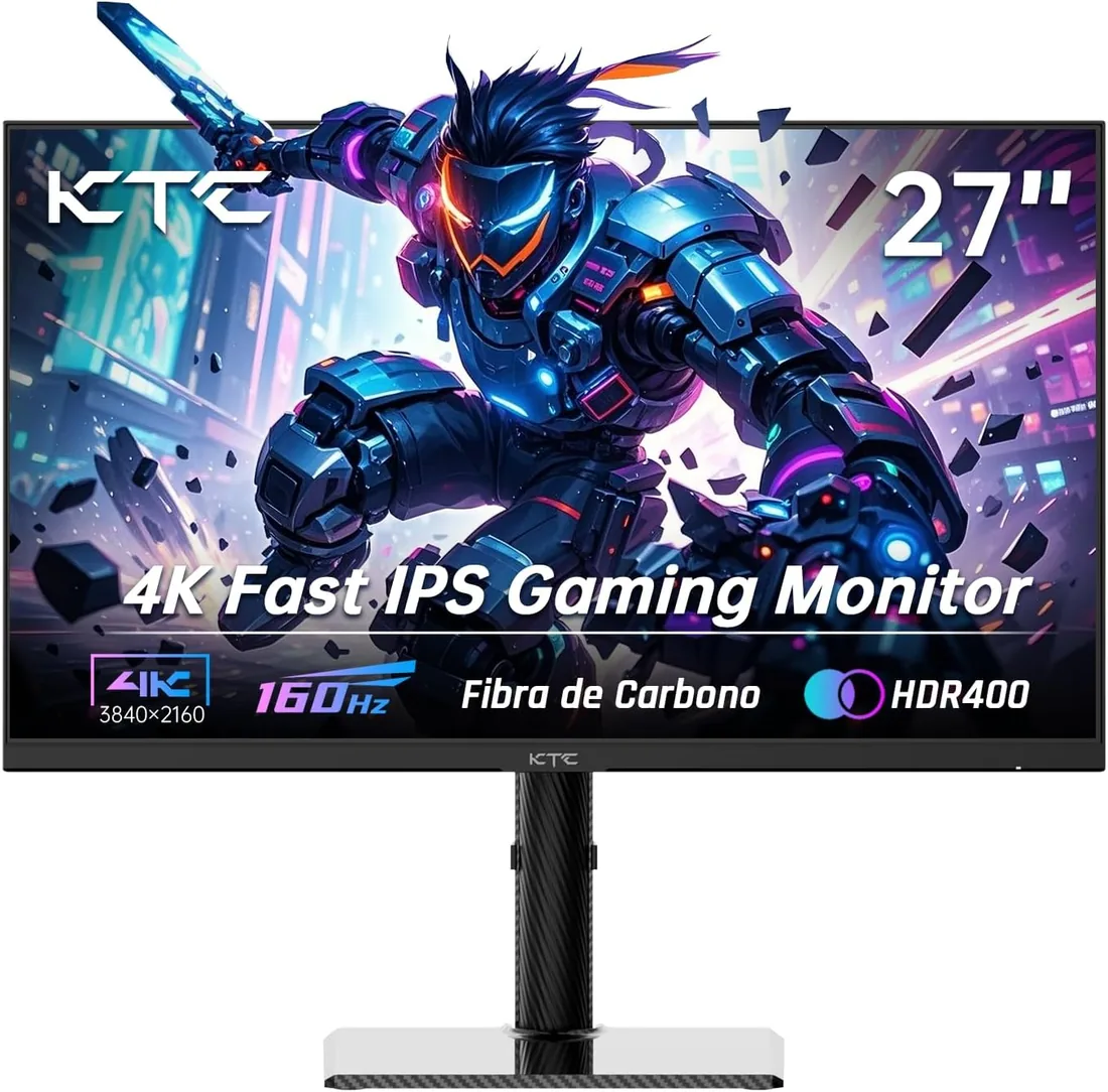 KTC Monitor Gaming 4K 160 Hz 144 Hz, Panel Fast-IPS 1 ms de 27 Pulgadas, HDR 400, 132% sRGB, Carcasa de Fibra de Carbono, Soporte Ajustable, DP1.4 / HDMI 2.1 para Jugadores y diseñadores foto 2