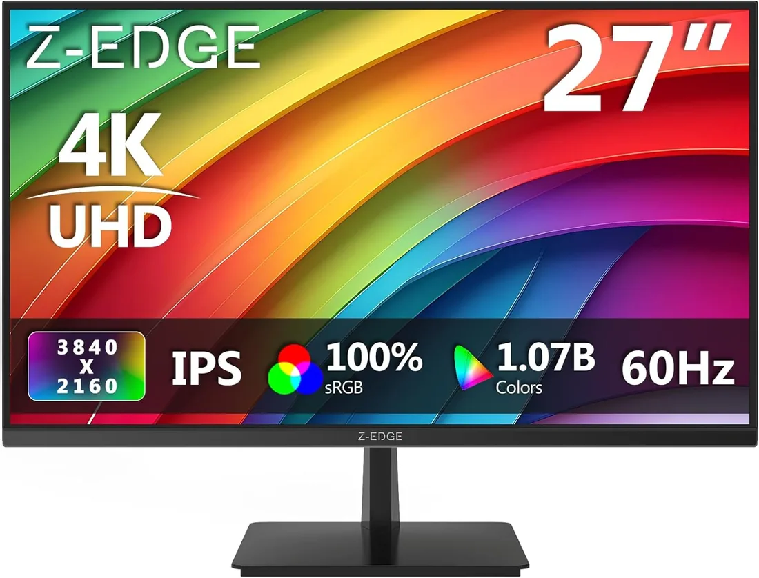 Z-Edge Monitor 27'' IPS 4K UHD 60Hz HDR10 FreeSync, HDMI DP, VESA, Negro foto 3