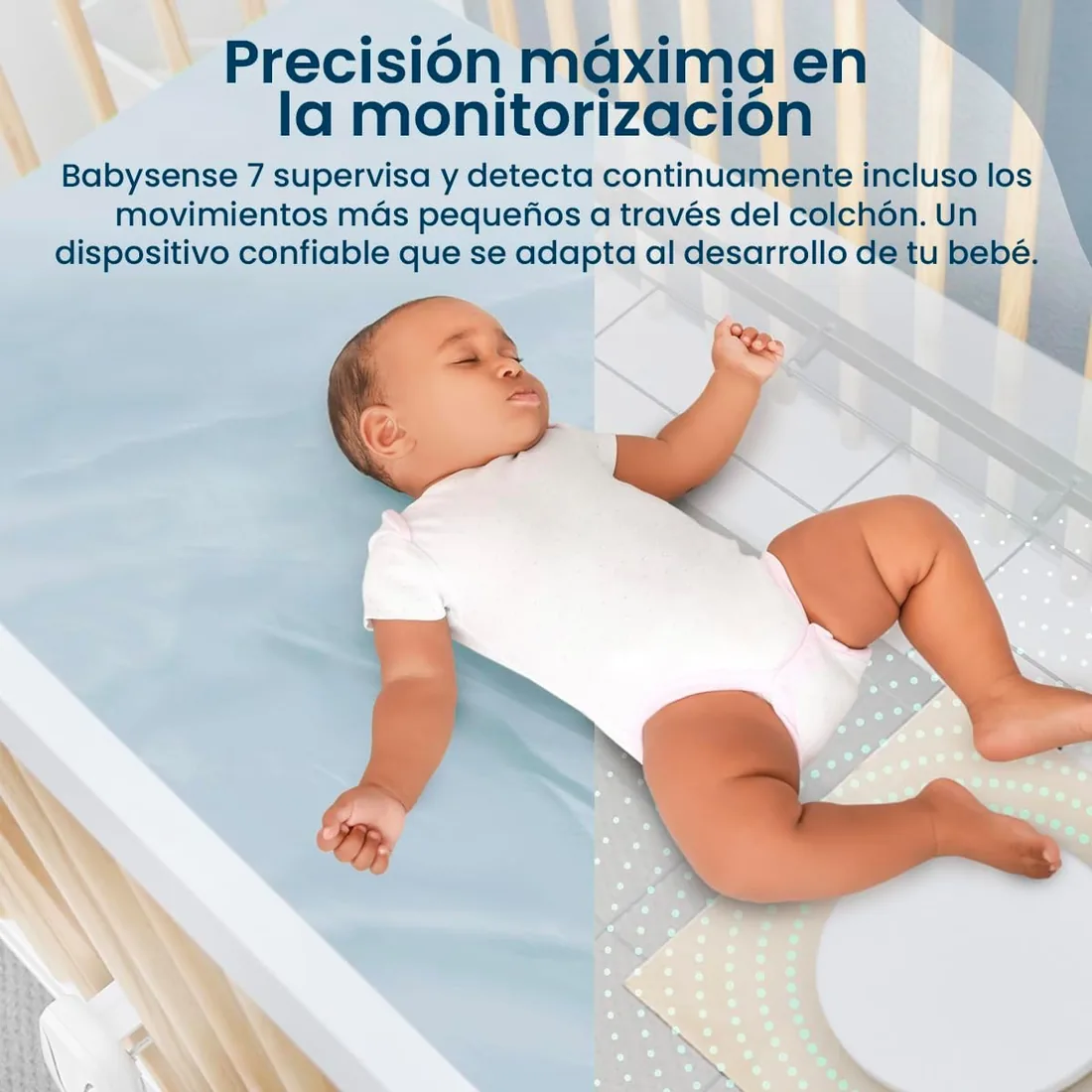 Babysense Monitor para Bebés con Alertas de Respiración en Tiempo Real, Notificaciones de Irregularidad, Certificación Médica Monitor sin Contacto, Cobertura Completa con 2 Sensores foto 3
