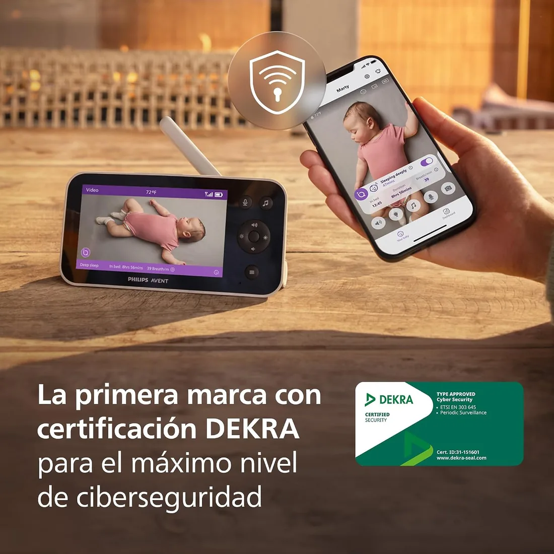 Philips Avent vigilabebés conectado Premium, el monitor más avanzado de Avent hasta la fecha, seguimiento del sueño y la respiración por IA, traducción del llanto, SCD973/26 foto 2