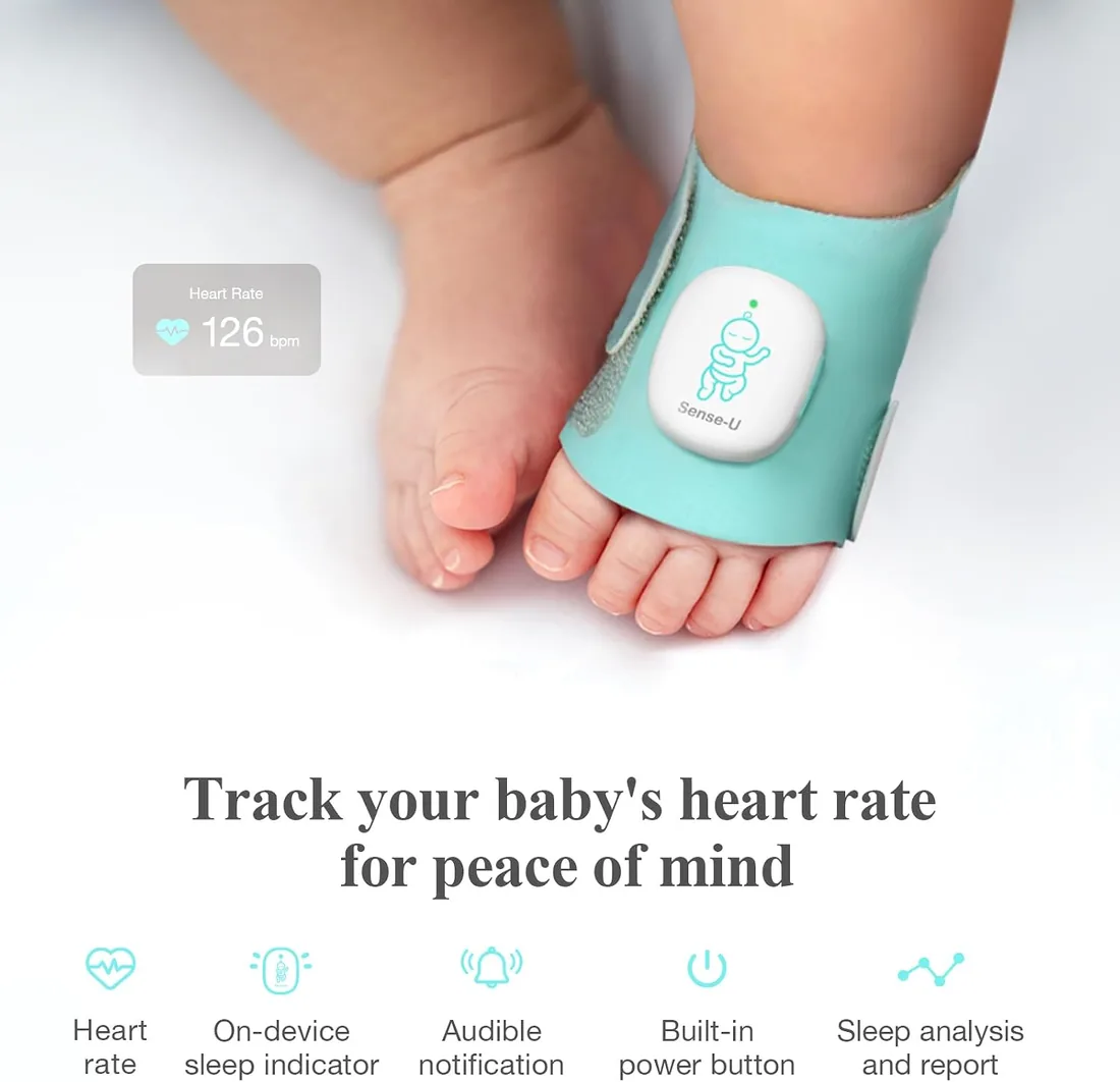 Sense-U Calcetín Inteligente Tipo Zapato para Bebés – Monitorea la frecuencia cardíaca, el Movimiento y el sueño del bebé para Mayor Tranquilidad. Monitor de pie Infantil foto 2