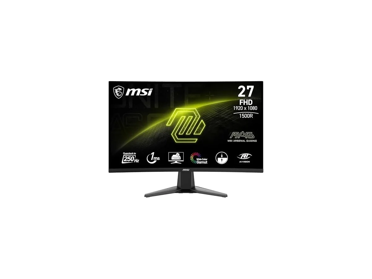 MSI mag 27C6F Monitor Curvo Gaming FHD de 27", 1500R 1920 x 1080 Panel VA rápido, 180 Hz / 0,5 ms (GtG,…