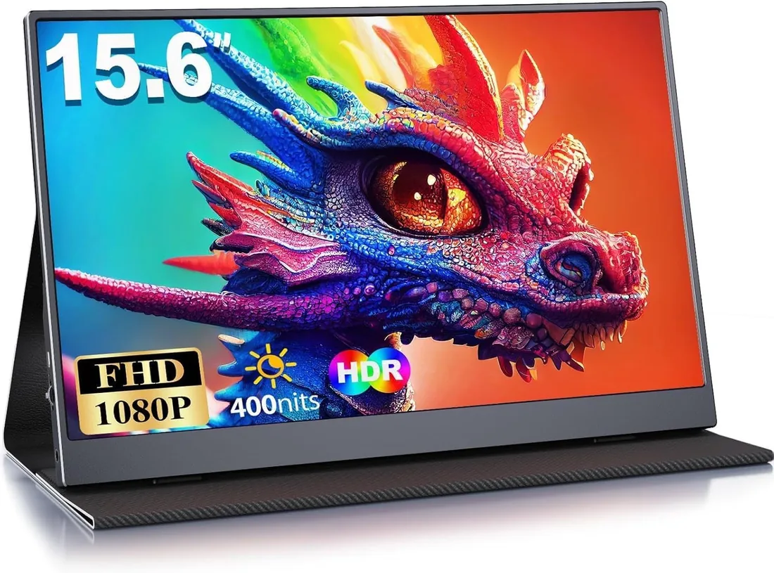 Monitor Portatil, 15.6 Pulgadas Pantalla Portatil, 1080P con USB-C | Portable Monitor con Mini HDMI/USB-C, para Computadora Portátil, PS5, Xbox, Teléfono
