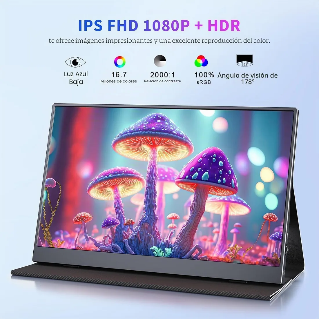 Monitor Portatil, 15.6 Pulgadas Pantalla Portatil, 1080P con USB-C | Portable Monitor con Mini HDMI/USB-C, para Computadora Portátil, PS5, Xbox, Teléfono foto 2