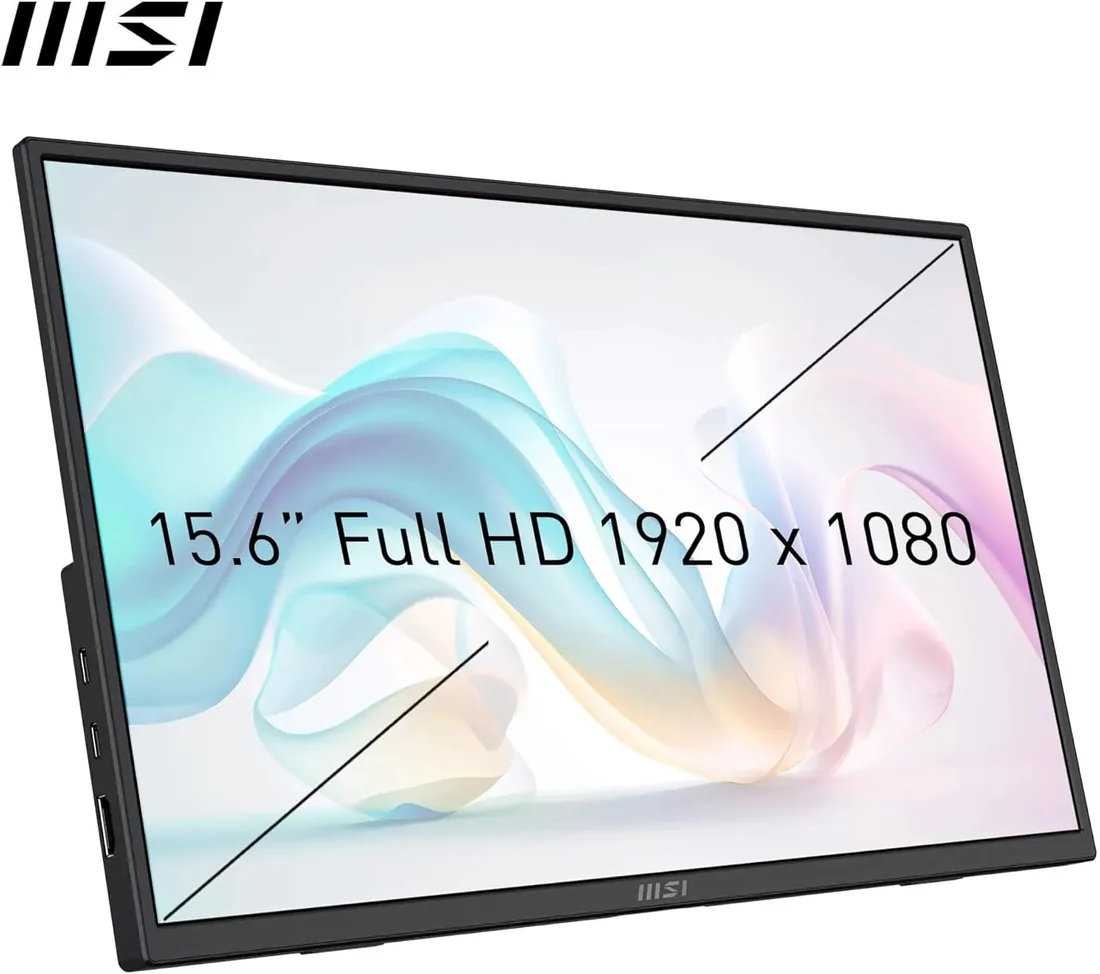 MSI Pro MP165A E6 Monitor portátil de 15,6" FHD, 1920 x 1080 IPS, 60 Hz, 4 ms, protección Ocular, Altavoz/micrófono Integrado, HDMI 2.0b, USB C (15 WPD), Montaje Vesa, Negro foto 2