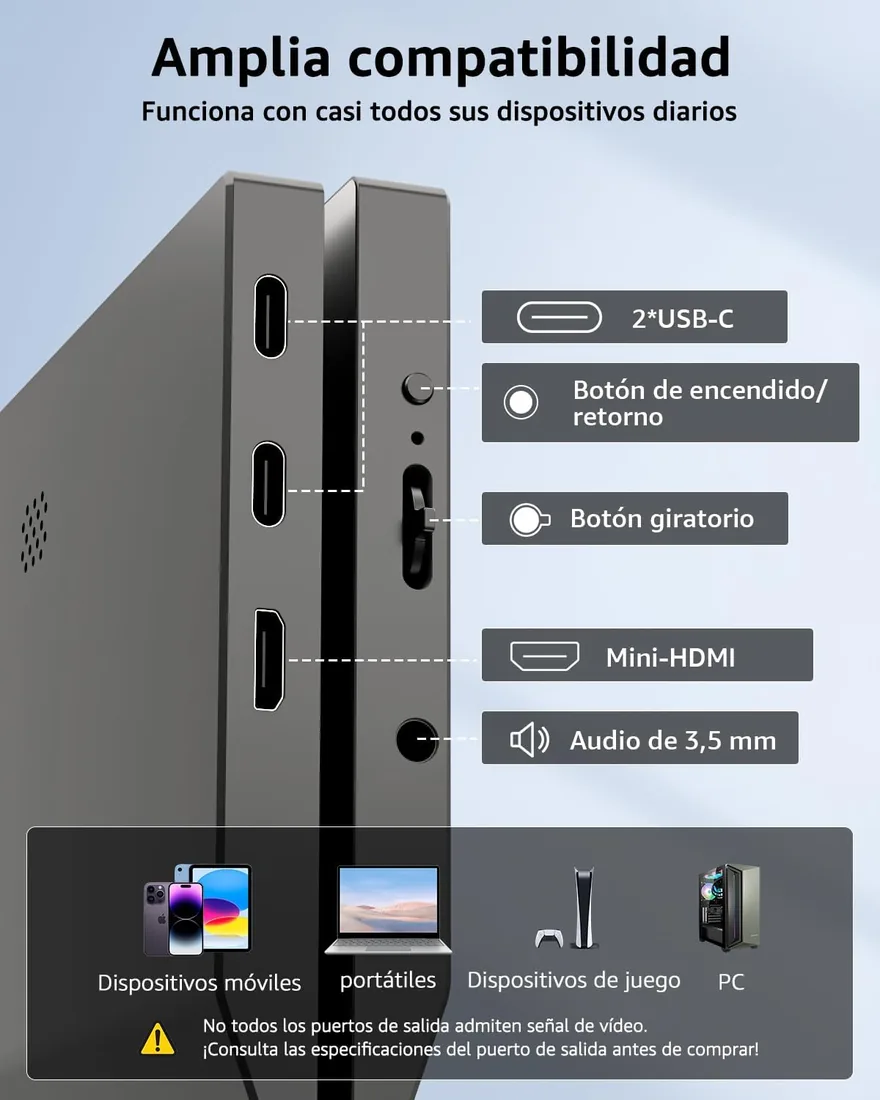 Yodoit Monitor Portátil Pantalla Portatil de 15,6 Pulgadas IPS 1080P FHD Display USB Type-C de Computadora, Juego HDR con HDMI/USB C para MacBook PC Xbox PS4/5 Nintendo Switch Teléfono foto 3